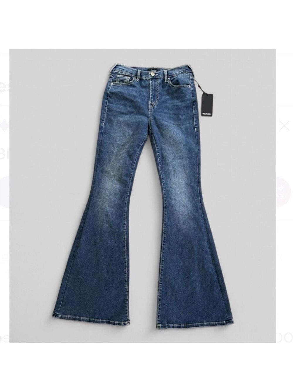 True Religion-Charlie High rise flare jeans, blue- size 27-NWT-retails $159 - Picture 4 of 11